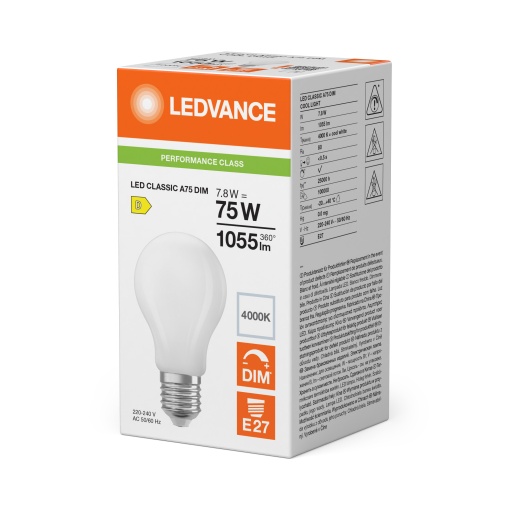 LED CLASSIC A DIM P 7.5W 840 Frosted E27
