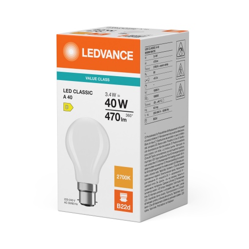 LED CLASSIC A P 3.4W 827 Frosted B22d