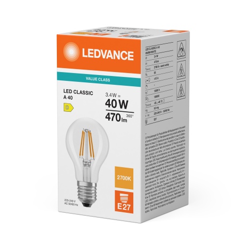 LED CLASSIC A P 3.4W 827 Clear E27