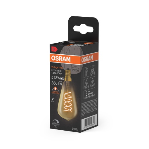 Vintage 1906 LED CLASSIC EDISON DIM 4.8W 822 Gold E14