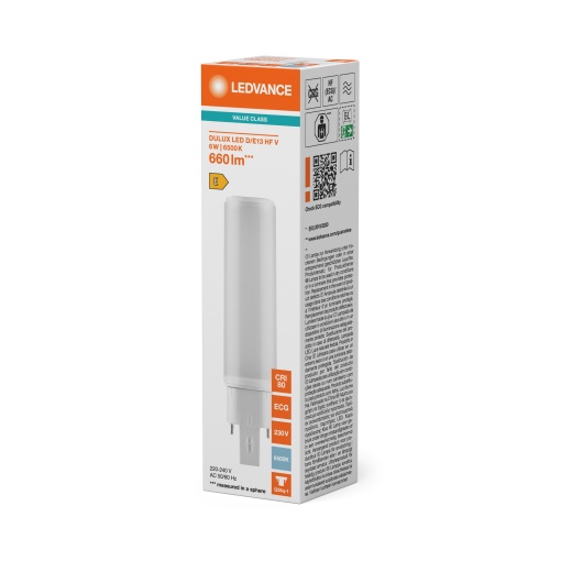 DULUX LED DE HF & AC MAINS VALUE 6W 865 G24Q-1