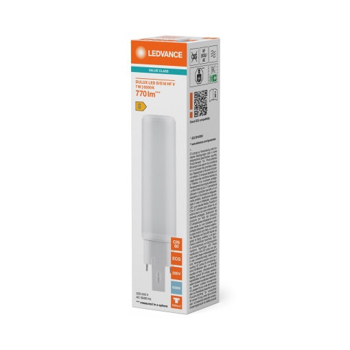 DULUX LED DE HF & AC MAINS VALUE 7W 865 G24Q-2
