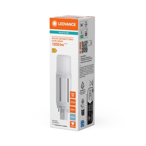 DULUX LED D VT EM & AC MAINS VALUE 9.5W 865 G24D