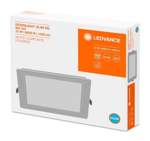 DOWNLIGHT SLIM SQUARE 155 12 W 6500 K WT
