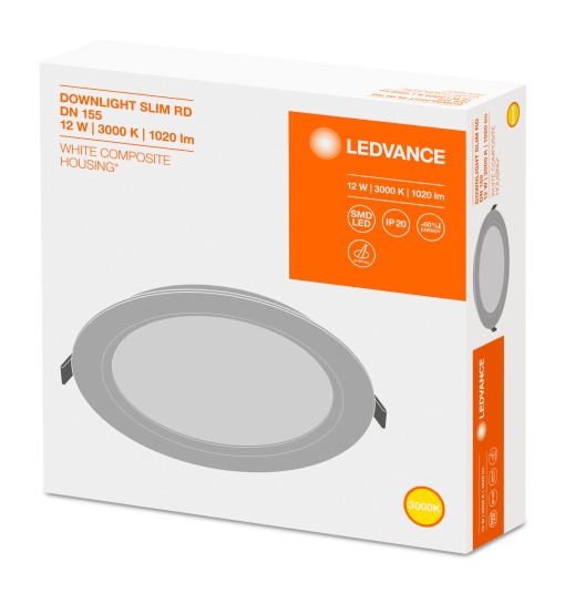DOWNLIGHT SLIM ROUND 155 12 W 3000 K WT