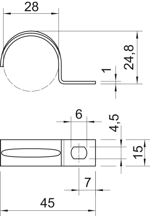 Abraçadeira metálica uma patilha 28mm Aço eletrozincado
