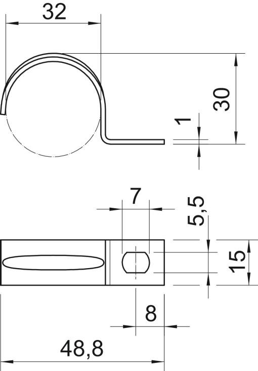 Abraçadeira metálica uma patilha 32mm Aço eletrozincado