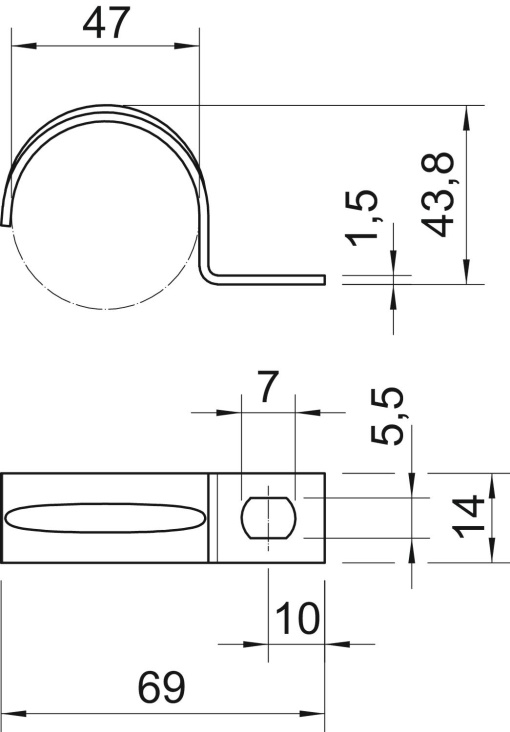Abraçadeira metálica uma patilha 47mm Aço eletrozincado