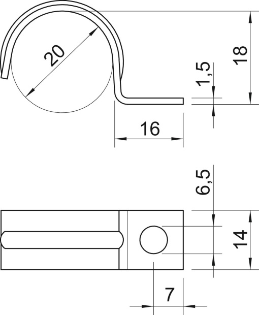 Abraçadeira metálica uma patilha 20mm Aço eletrogalvanizado