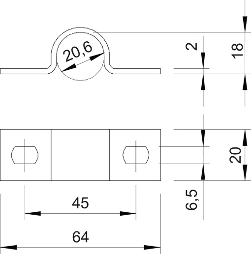 Abraçadeira metálica duas patilhas 20mm Aço Galvanizado por imersão a quente após maquinação