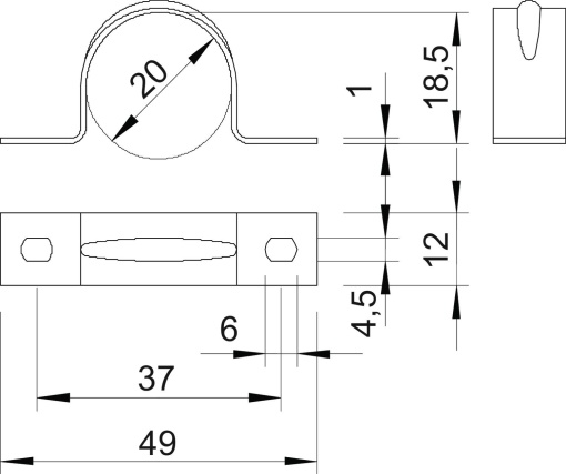Abraçadeira metálica duas patilhas 20mm Alumínio