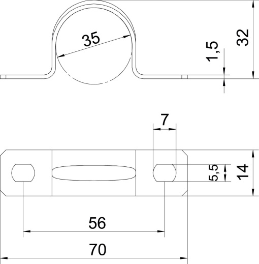 Abraçadeira metálica duas patilhas 35mm Aço eletrogalvanizado