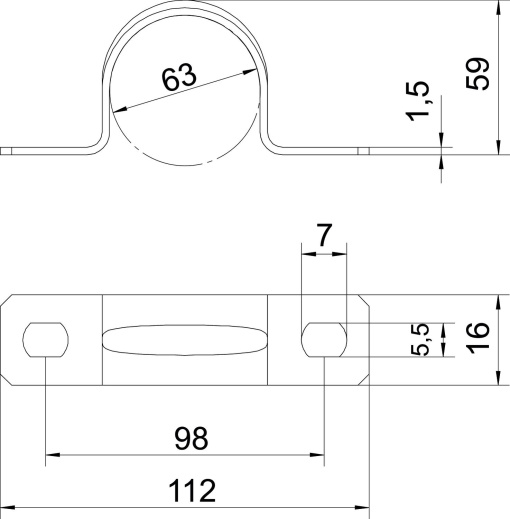 Abraçadeira metálica duas patilhas 63mm Aço eletrozincado