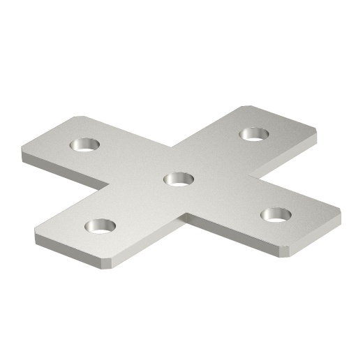 Placa de união versão em X 150x150x40x4 Aço inoxidável A4 1.4571 brilhante, pós-tratamento