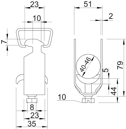 Abraçadeira BBS com placa metálica 40-46mm Aço galvanizado por imersão a quente após maquinação
