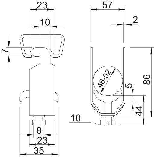 Abraçadeira BBS com placa metálica 46-52mm Aço galvanizado por imersão a quente após maquinação
