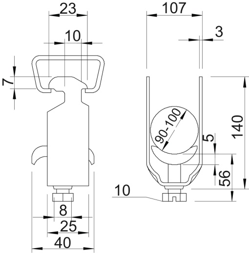 Abraçadeira BBS com placa metálica 90-100mm Aço galvanizado por imersão a quente após maquinação