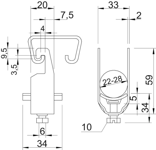 Abraçadeira BBS com placa metálica 22-28mm Aço galvanizado por imersão a quente após maquinação