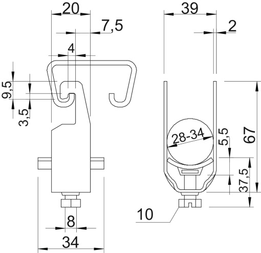 Abraçadeira BBS com placa metálica 28-34mm Aço galvanizado por imersão a quente após maquinação