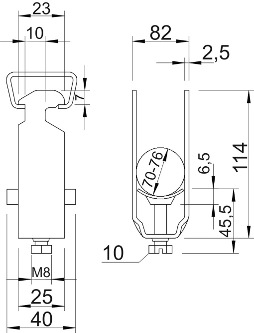 Abraçadeira BBS 70-76mm Aço galvanizado por imersão a quente após maquinação