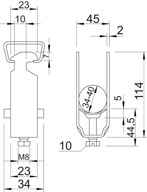 Abraçadeira BBS dupla 34-40mm Aço galvanizado por imersão a quente após maquinação