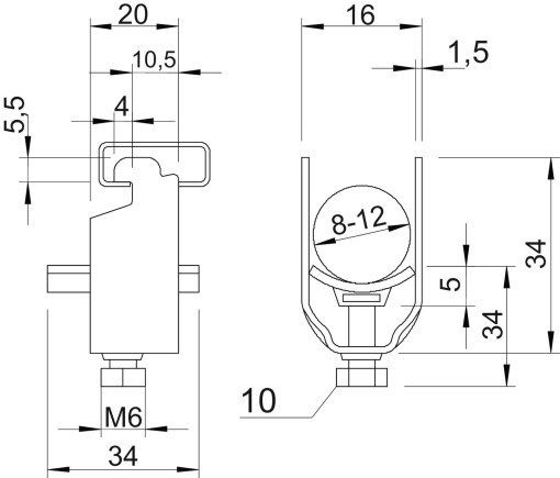Abraçadeira BBS 8-12mm Aço galvanizado por imersão a quente após maquinação