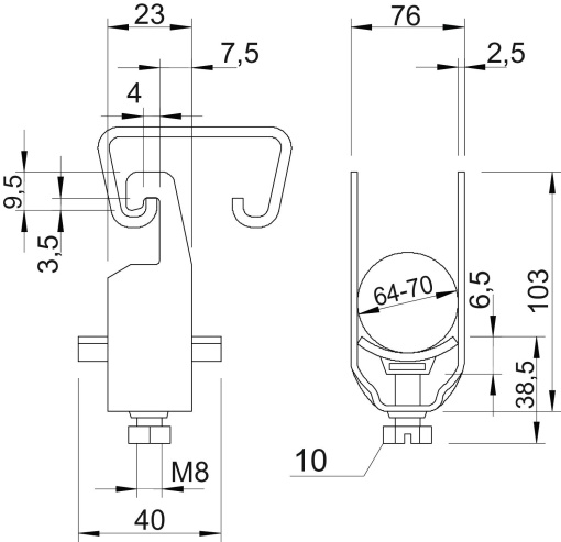 Abraçadeira BBS 64-70mm Aço galvanizado por imersão a quente após maquinação