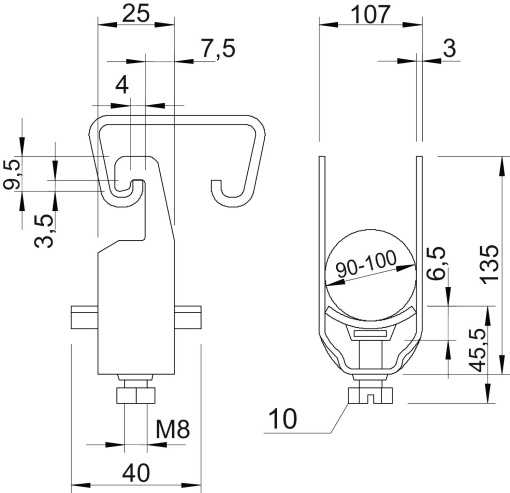 Abraçadeira BBS 90-100mm Aço galvanizado por imersão a quente após maquinação