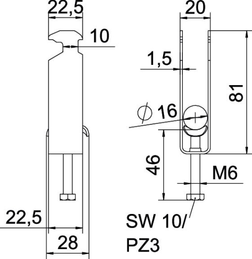 Abraçadeira BBS 2056 tripla 12-16mm Aço galvanizado por imersão a quente após maquinação