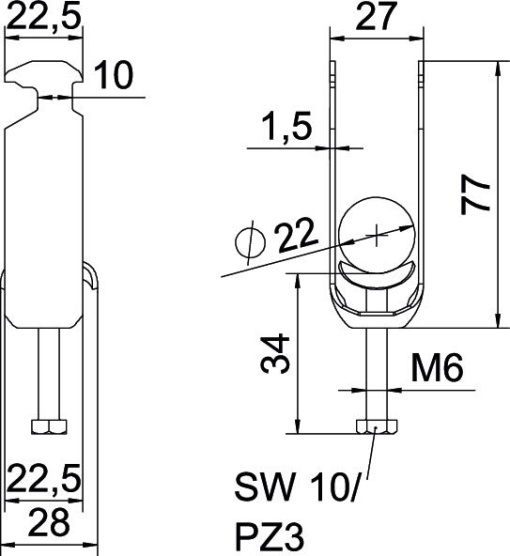 Abraçadeira BBS 2056 dupla 16-22mm Aço Galvanizado por imersão a quente após maquinação