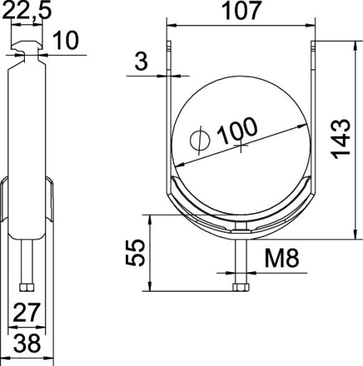 Abraçadeira BBS 2056 90-100mm Aço Galvanizado por imersão a quente após maquinação