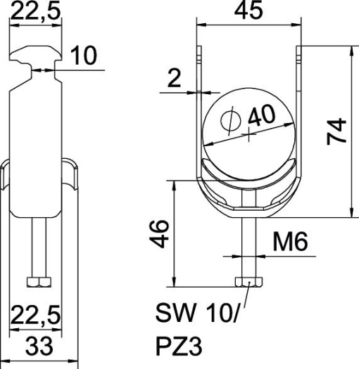 Abraçadeira BBS 2056 34-40mm Aço inoxidável, livre de ferrugem A2 1.4301 brilhante, pós-tratamento