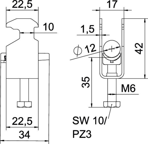 Abraçadeira BBS 2056 08-12mm Aço galvanizado por imersão a quente após maquinação