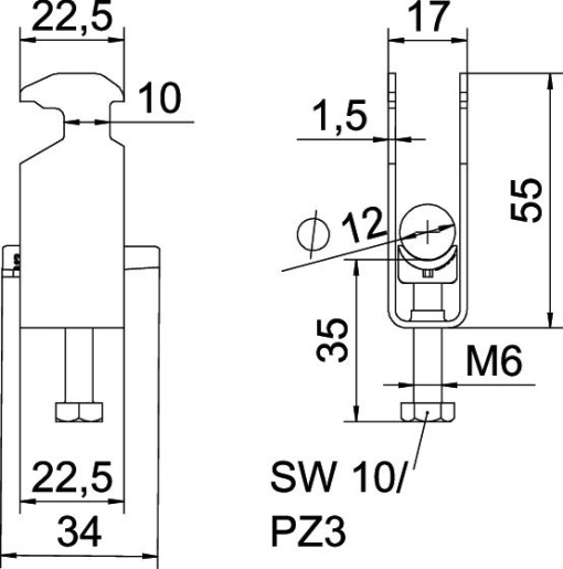 Abraçadeira BBS 2056 dupla 08-12mm Aço Galvanizado por imersão a quente após maquinação