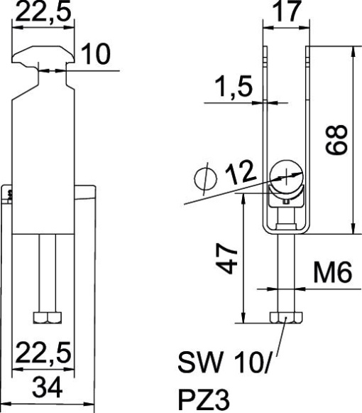 Abraçadeira BBS 2056 tripla 08-12mm Aço galvanizado por imersão a quente após maquinação