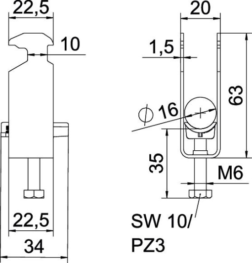 Abraçadeira BBS 2056 dupla 12-16mm Aço Galvanizado por imersão a quente após maquinação