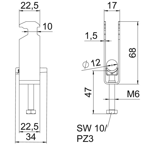 Abraçadeira BBS 2056 tripla 08-12mm Alumínio