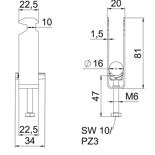Abraçadeira BBS 2056 tripla 12-16mm Alumínio