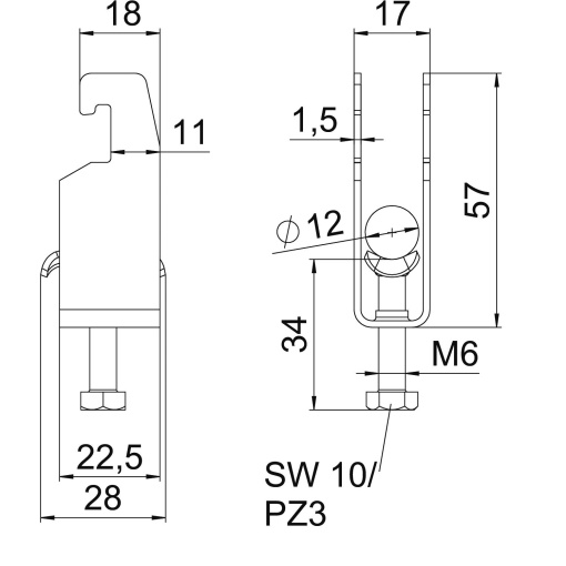 Abraçadeira BBS 2056 dupla 08-12mm Aço Galvanizado por imersão a quente após maquinação