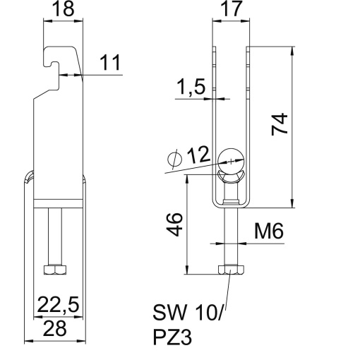 Abraçadeira BBS 2056 tripla 08-12mm Aço Galvanizado por imersão a quente após maquinação