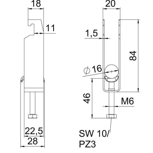 Abraçadeira BBS 2056 tripla 12-16mm Aço Galvanizado por imersão a quente após maquinação