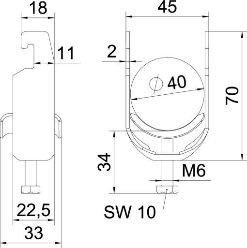Abraçadeira BBS 2056 34-40mm Aço galvanizado por imersão a quente após maquinação