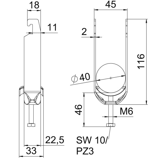 Abraçadeira BBS 2056 dupla 34-40mm Aço Galvanizado por imersão a quente após maquinação