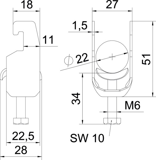 Abraçadeira BBS 2056 16-22mm Aço inoxidável A4 1.4571 brilhante, pós-tratamento