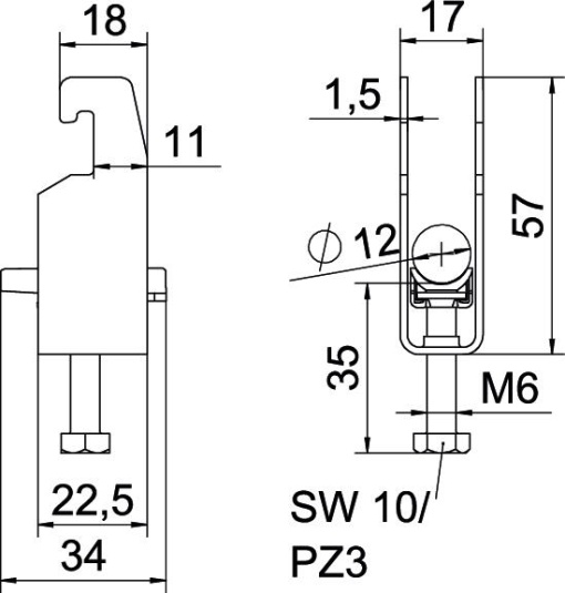 Abraçadeira BBS 2056 dupla 08-12mm Aço Galvanizado por imersão a quente após maquinação