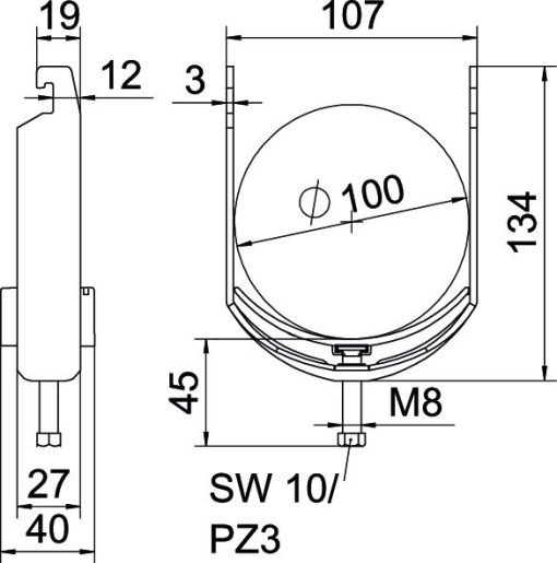 Abraçadeira BBS 2056 90-100mm Aço Galvanizado por imersão a quente após maquinação