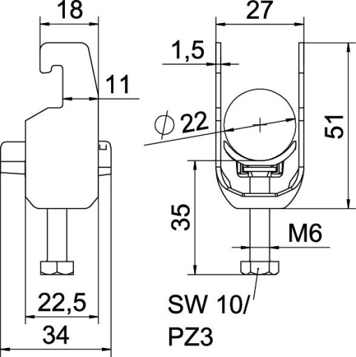 Abraçadeira BBS 2056 16-22mm Aço inoxidável, livre de ferrugem A2 1.4301 brilhante, pós-tratamento