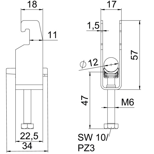 Abraçadeira BBS 2056 dupla 08-12mm Alumínio