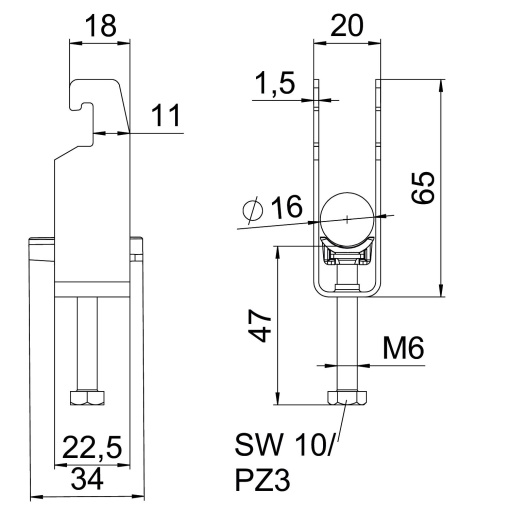 Abraçadeira BBS 2056 dupla 12-16mm Alumínio