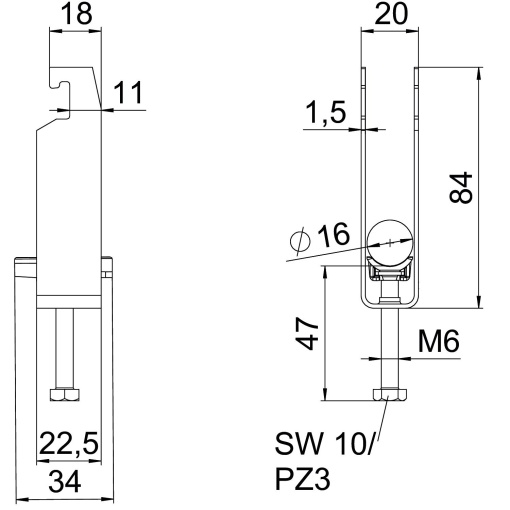 Abraçadeira BBS 2056 tripla 12-16mm Alumínio